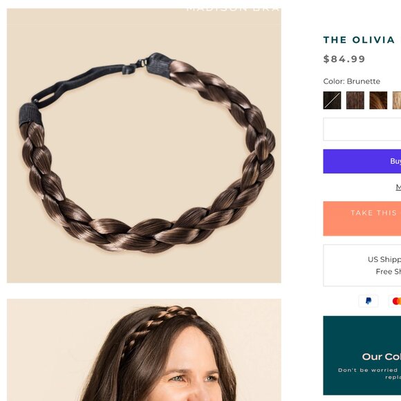Madison Braids Other - Madison Braids 'The Olivia' in 'Brunette' Braided Twist Headband Boho Hairpiece